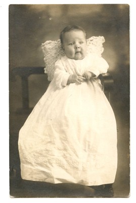 Infant RPPC Postcard of Baby Ethel May at 3 Months 1915 Christening