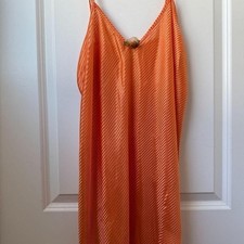 vintage Kristine Tyler Intimates sheer slip dress bright tangerine orange