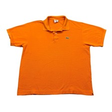 Lacoste Mens Orange Short Sleeve Pique Polo Shirt Size 6 5191L Logo Cotton