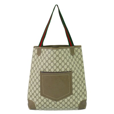 GUCCI Sherry GG Supreme Canvas Shoulder Tote Bag Beige