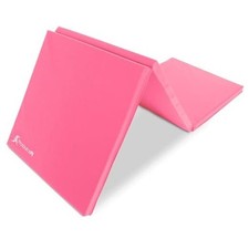 Tri-Fold Folding Thick Exercise Mat 6  x2  with Carrying Handles for MMA, Pink