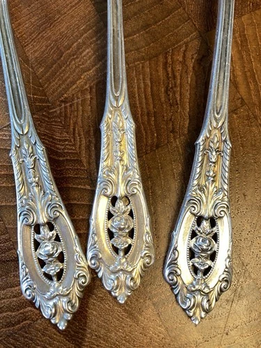 WALLACE 'Rose Point' Sterling Silver 1 TEA 2 Soup Spoons 5 3/4" SET of 3-- 3+ OZ