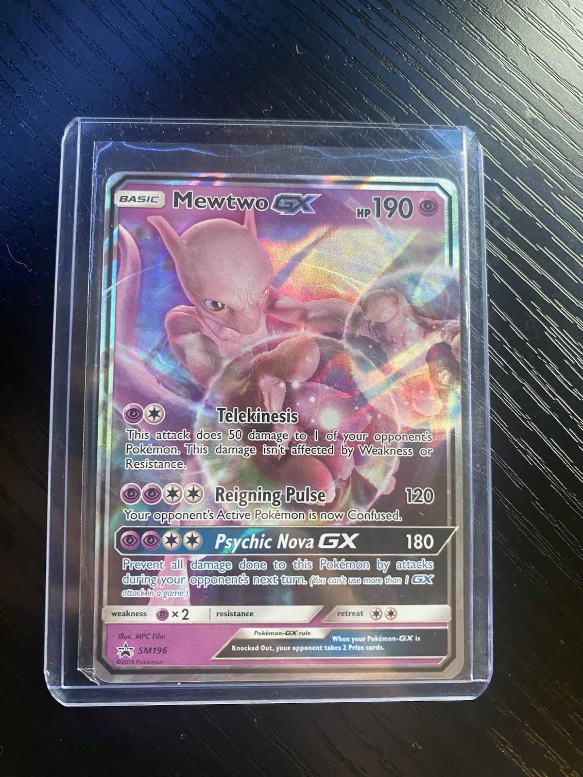 Pokémon TCG Mewtwo GX SM196 Promo Holo Card Sun & Moon Black Star NM