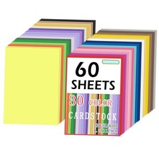 60 Sheets Colored Cardstock Paper, 8.5 x 11 Card Stock with 30 Assorted Color...
