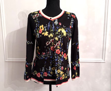 Vintage Escada S Floral Wool Silk Twinset Cardigan Shell Set 80s 90s Collectible
