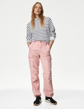 Marks & Spencer Womens Lyocell Cargo Trousers in Light Pink - M&S