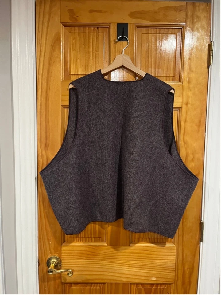 Women’s Eskandar Purple Quiet Luxury Textured Oversize Wool Lagenlook Open Vest - Image 4 of 4