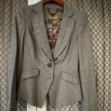 Ted Baker Plaid Gray Blazer Single-Breasted Long Sleeve Suit Jacket Size 1