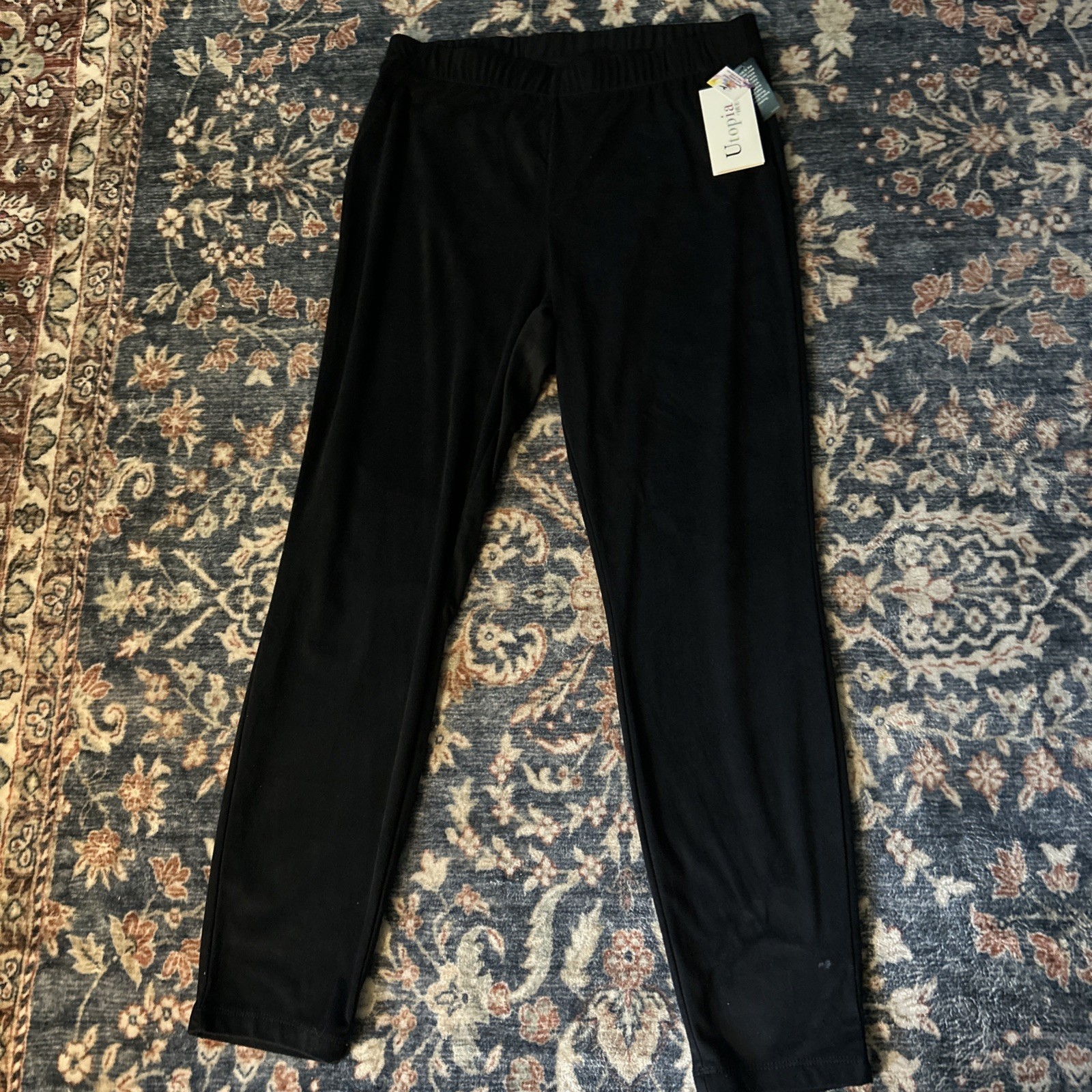 Utopia by HUE Suede Skimmer Black  Leggings Women's Large  NEW