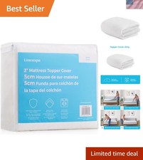 Full Mattress Topper Cover   Soft, Non-Slip  Machine Washable, White