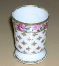 Small Nippon Hand-Painted Ceramic Cup, 2 3/8" Tall, Rose Pattern