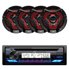JVC in-Dash Marine Bluetooth Stereo CD Receiver, 4x 6.5" 260W LED Black Speakers