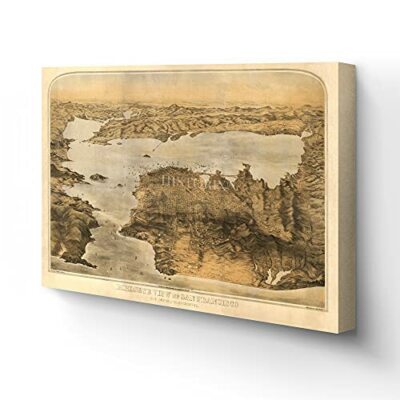 1876 San Francisco  - Canvas Wrap Vintage  Map of San Francisco Wall Art Poster