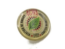 AGWA de Bolivia Liqueur Pin 2009 10 Years Anniversary Coca Leaf Lapel Pin Badge