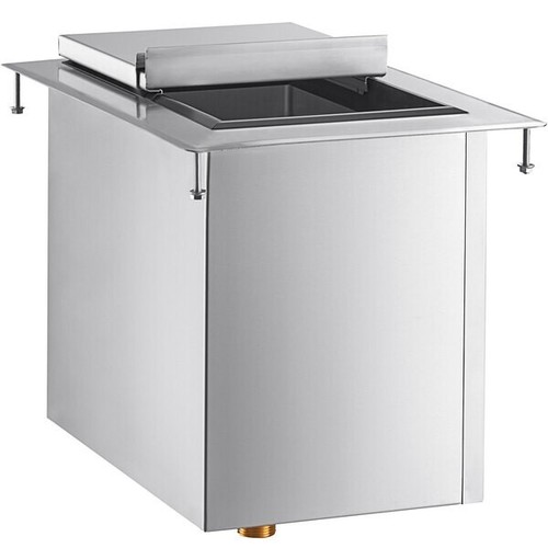 Cesta de hielo de un compartimento de acero inoxidable de 18""W x 12""L con tapa deslizante - Imagen 2 de 9
