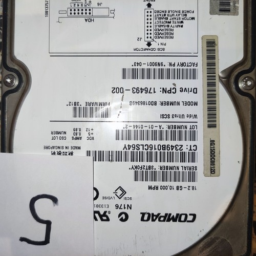 COMPAQ 18.2GB 10K U3 SCSI HDD, BD0186349B, P/N 176493-002 - Afbeelding 5 van 10