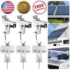 Aluminum Solar Panel Mounting Rail Bracket Flat Roof Yacht RV End/Mid Clamp Kit