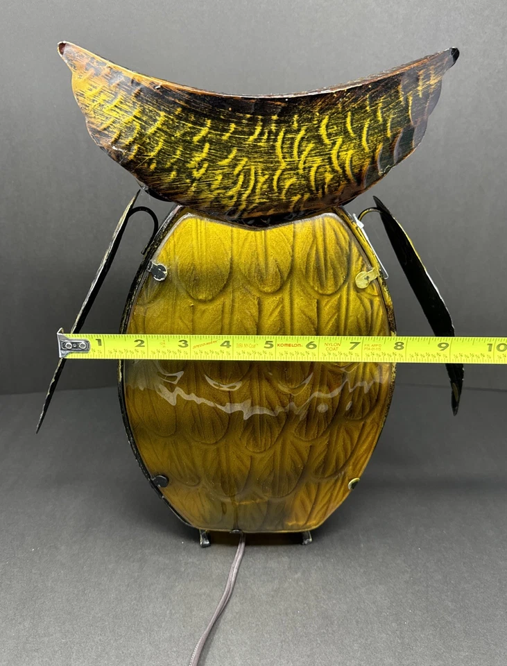 "Lámpara de mesa de escritorio de 13"" con búho de pie ojos grandes ámbar brillante luz tono cobre metal" Foto 3 de 4