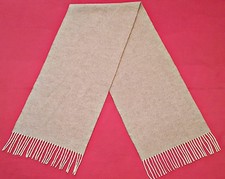 VINTAGE SOLID LIGHT GRAY WOOL BLEND LONG MENS FRINGE SCARF