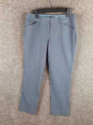 Express Editor Slim Low Rise Pant Womens 4S Short Blue Tweed Pockets Career Chic