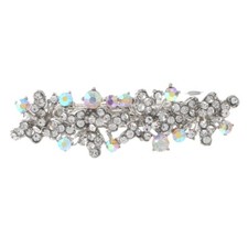 Silver Tone Metal Hair Clip with AB Crystal Rhinestone HA2234-SAB