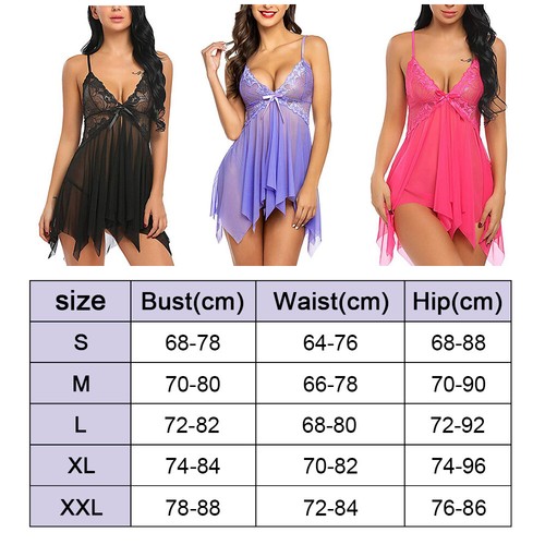 Mini Dress Lingerie Women Sexy Lace Babydoll Nightdress Nightwear Sleepwear Sets - Picture 6 of 13