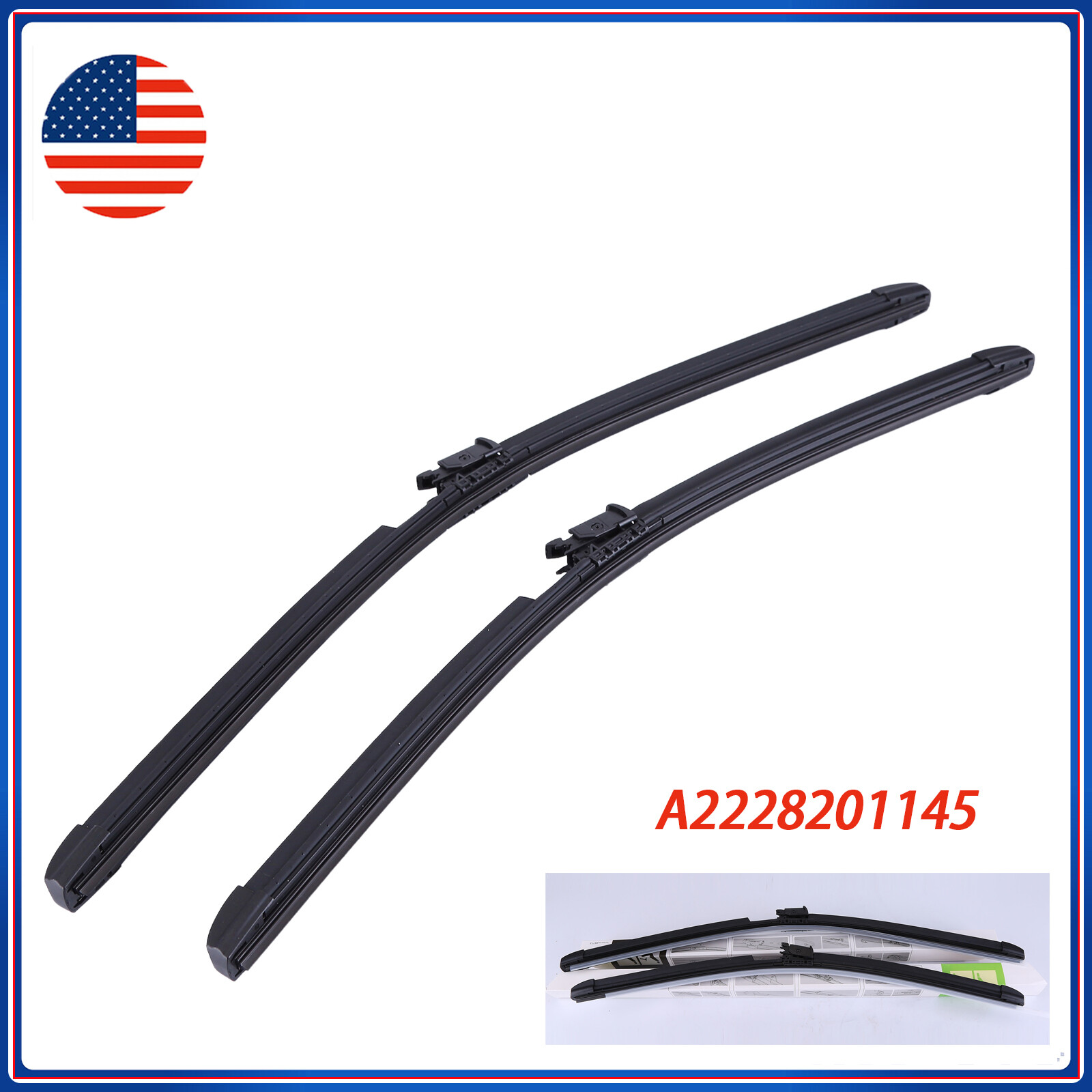 Mercedes W222 Maybach S550 14-20 Front Windshield Wiper Blade Set 2228201145