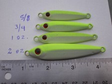 40 ANCHOVY FISH JIG/SPOON STYLE LURE BAIT 2,1,3/4,5/8 OZ. CHARTREUSE/WHITE 10ea.
