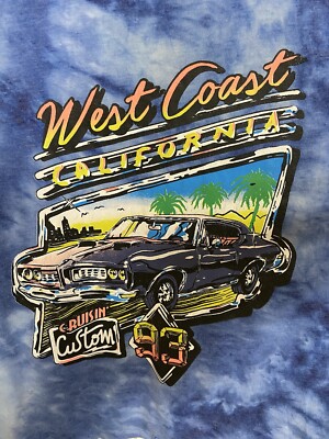 West Coast California Tie Dyed Custom 93 Tee Graphic Short Sleeve Adult Mens XL