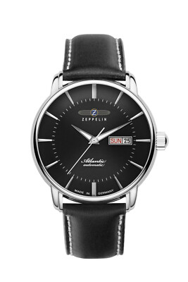 Zeppelin Herrenuhr Automatik Atlantic 8466-2 schwarz Ø40-41 cm Lederarmband