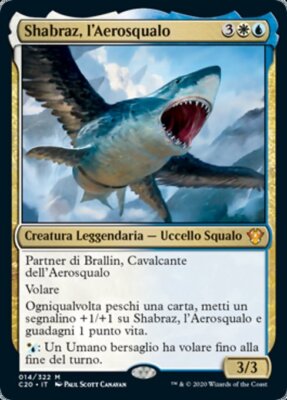 MTG SHABRAZ, THE SKYSHARK FOIL ITALIAN EXC - L'AEROSQUALO - CMD2020 - MAGIC
