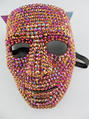 Purple Rhinestone Fancy Skull Mask Halloween Day Of The Dead Masquerade New
