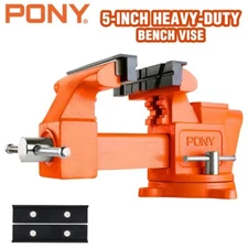 PONY Bench Vise 5-in Heavy-Duty Utility Combination Pipe Vise Swivel Base Bench