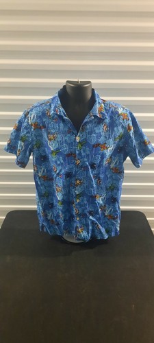 Hawaiian Button-Down Shirt Disney Blue 