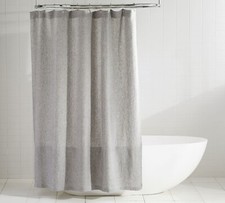 Pottery Barn European Flax Linen Waffle Weave Shower Curtain 72 x 72 GRAY NEW