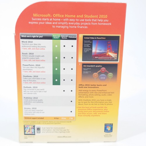 Microsoft Office 2010 Home and Student Family Pack Licensed For 3PCs Military - Picture 2 of 3