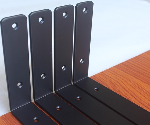 8 Pack - L 6" x H 6" x W1.5" 5mm Thick Black L Shelf Bracket Iron Shelf Brack... - Picture 5 of 8
