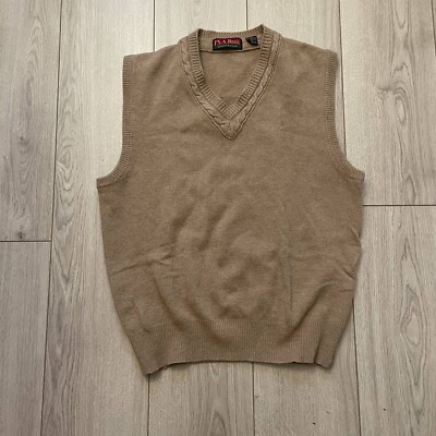 メンズウェア EMBLEM V-NECK KNIT VEST - BROWN Custom Logo Men's V Neck Knitted Sweater Vest with Pocket