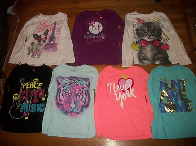 THE CHILDREN'S PLACE L/S GRAPHIC TOP DOG GUITAR TIGER NY PARIS GIRLS SZ XL 14