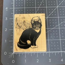 PSX Angel Cat Kitten Wings Halo Rubber Stamp F1322 Vintage 1994 New