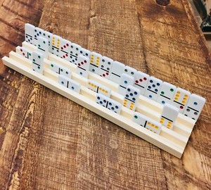 One 15 3/4" American Wooden Domino Tray Mexican Train 