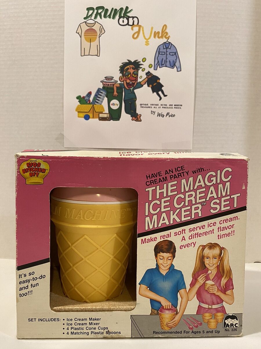 Rare VINTAGE 1987 THE MAGIC ICE CREAM MAKER SET Complete Kids Kitchen Kit