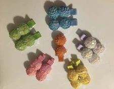 Lot Of 11 Girls Sequin Ball Barrettes Duck Bill Hair Clips 5 Pair And 1 Single