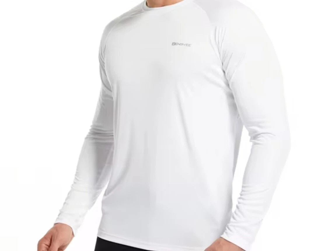 2x Men's Long Sleeve UPF 50+ Rash Guards Diving UV Protection Lightweight