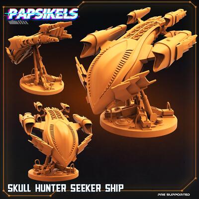3D Printed Papsikels Cyberpunk Sci-Fi Skull Hunter Seeker Ship - 28mm 32mm