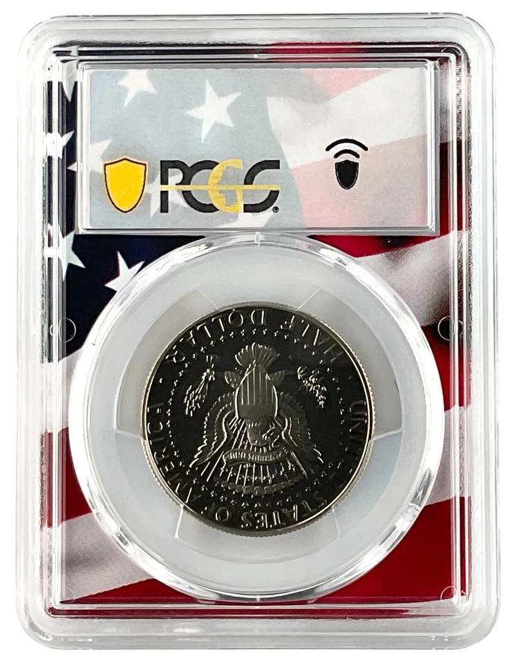 2008 S Kennedy Clad Half Dollar PCGS PR70 DCAM Flag Picture Frame - Image 2 of 2