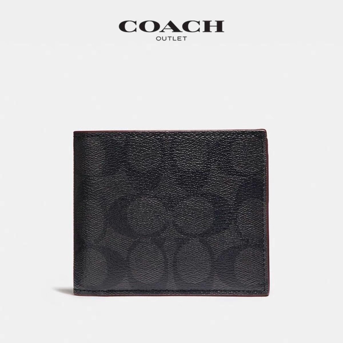 Coach F66551 Billfold Leather Wallet - Charcoal/Black