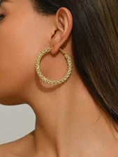 Aretes Argollas En Oro 10k Pendientes Joyería Fina De Moda Regalos Para Mujer