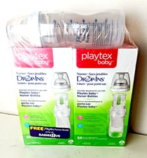 Playtex Baby Drop-ins 100 Count 8-10 oz Liners and One Bottle Set SEALED New