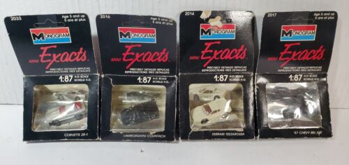 Vintage Lot 4 Monogram Mini Exacts 1:87 Scale Countach, Testarossa, Chevy